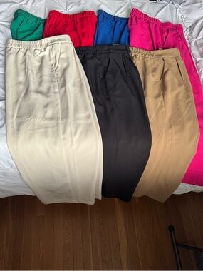 7 Dress Trousers - Cream, Black, Beige, Green, Red, Blue, Pink | XL Petite